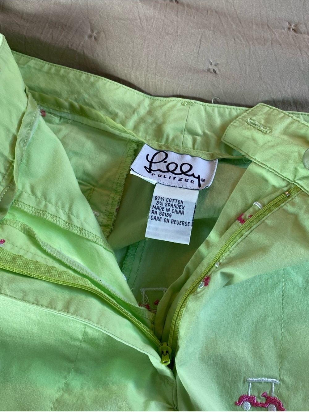 Lilly Pulitzer Pants Womens 10 Neon Green Golf Theme Embroidered Preppy Cropped - Picture 7 of 8